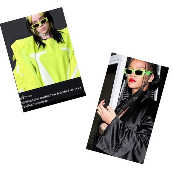 GUCCI 2025 TOP COLOR GREEN RECTANGULAR SUNNIES SEEN ON CELEBS & INFLUENCERS - Picture 5 of 16
